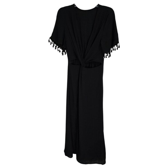 Cupshe Womens Black Plunging Knotted Front Cover Up Maxi Dress Size M‎ NWT - Picture 1 of 10